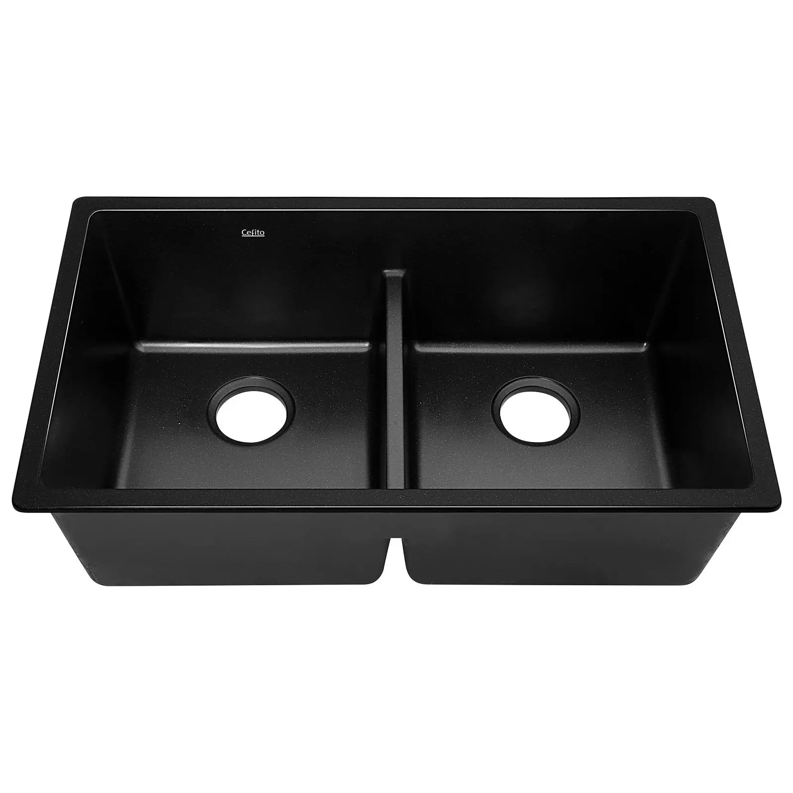 Cefito Kitchen Sink Stone Sink Granite Laundry Basin Double Bowl 79cmx46cm Black