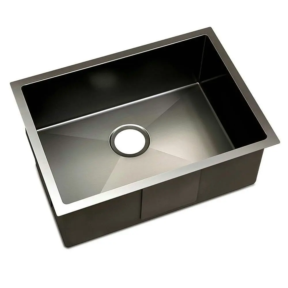 Cefito Kitchen Sink 60X45CM Stainless Steel Basin Single Bowl Laundry Black