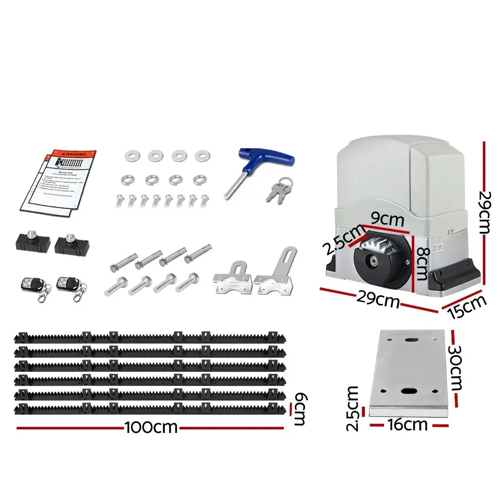 LockMaster Electric Sliding Gate Opener 1200KG Automatic Motor Remote Rail 6M