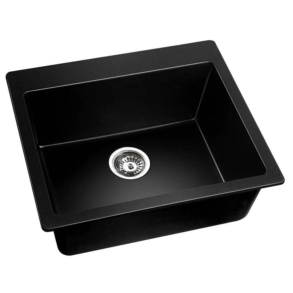 Cefito Kitchen Sink Stone Sink Granite Laundry Basin Single Bowl 57cmx50cm Black