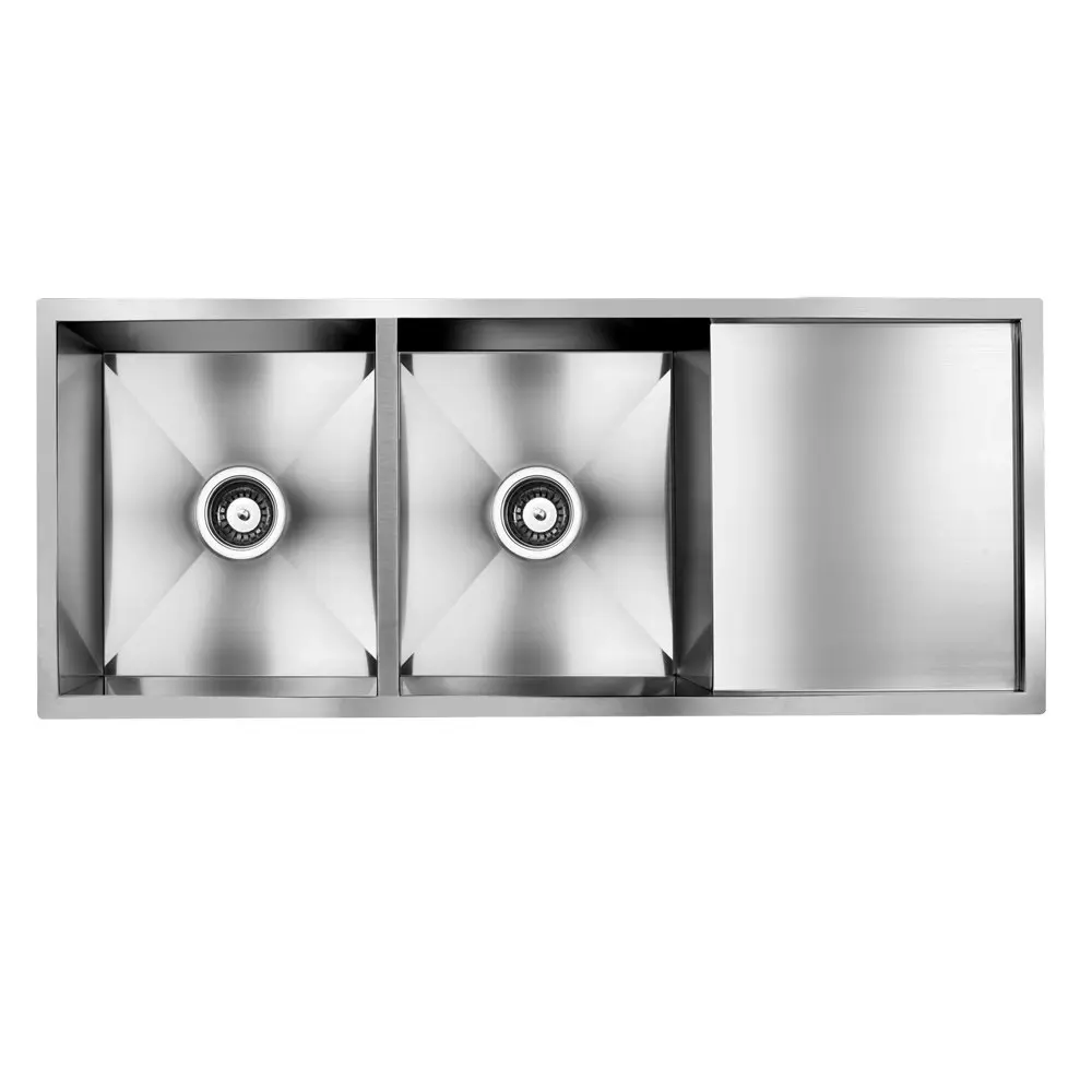 Cefito Kitchen Sink 111X45CM Stainless Steel Basin Double Bowl Laundry Silver