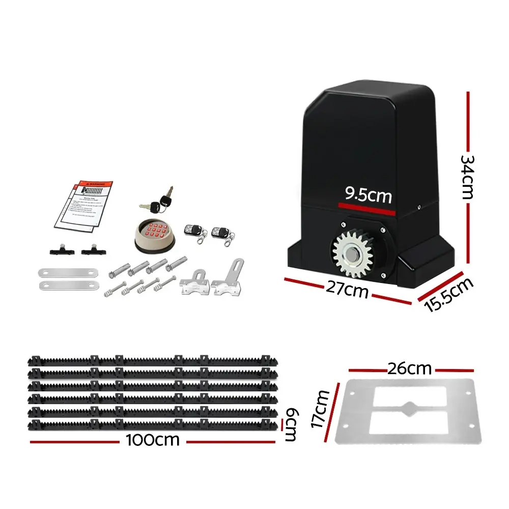 LockMaster Automatic Sliding Gate Opener Kit Keypad 6M 1000KG