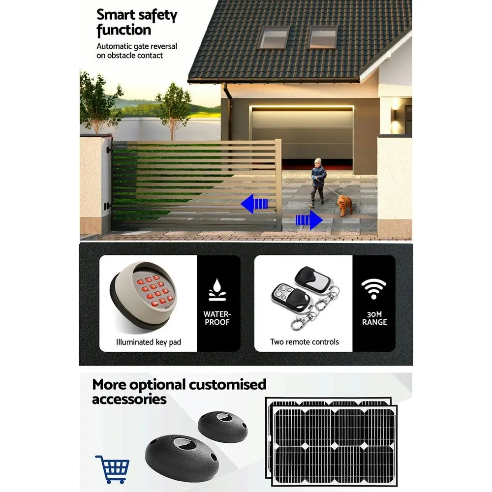 LockMaster Automatic Sliding Gate Opener Kit Keypad 6M 1000KG