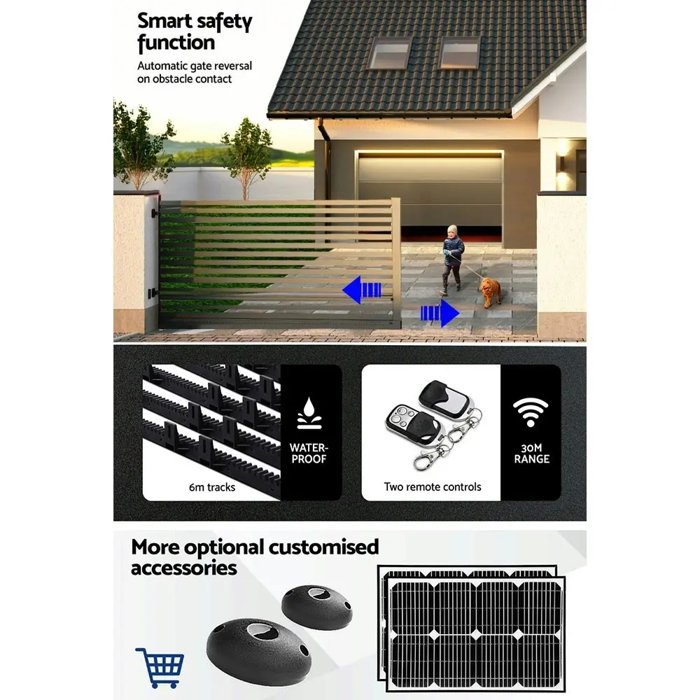 LockMaster Automatic Sliding Gate Opener Kit 6M 1000KG