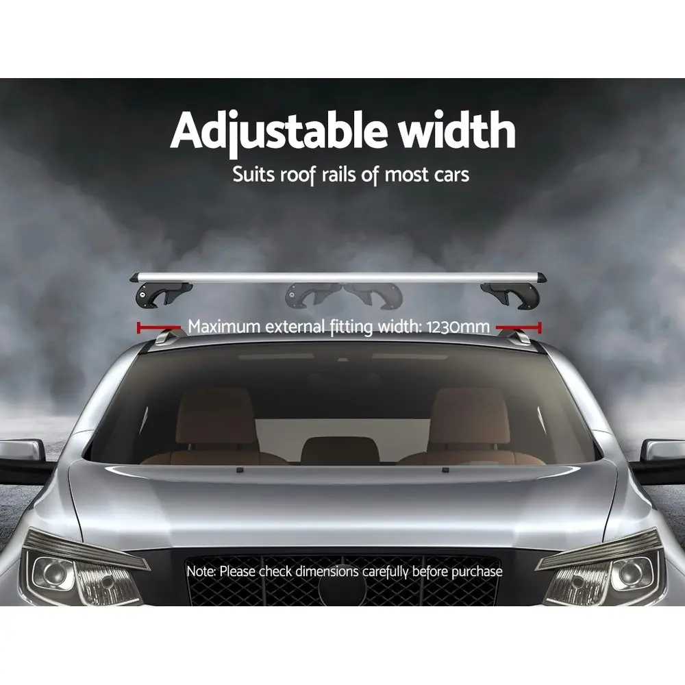 Universal Car Roof Racks Pod Cross Bars Aluminium Adjustable 123cm  Sliver