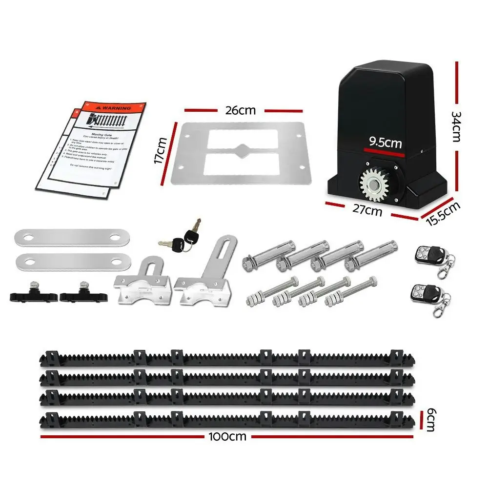 LockMaster Automatic Sliding Gate Opener Kit 4M 1000KG