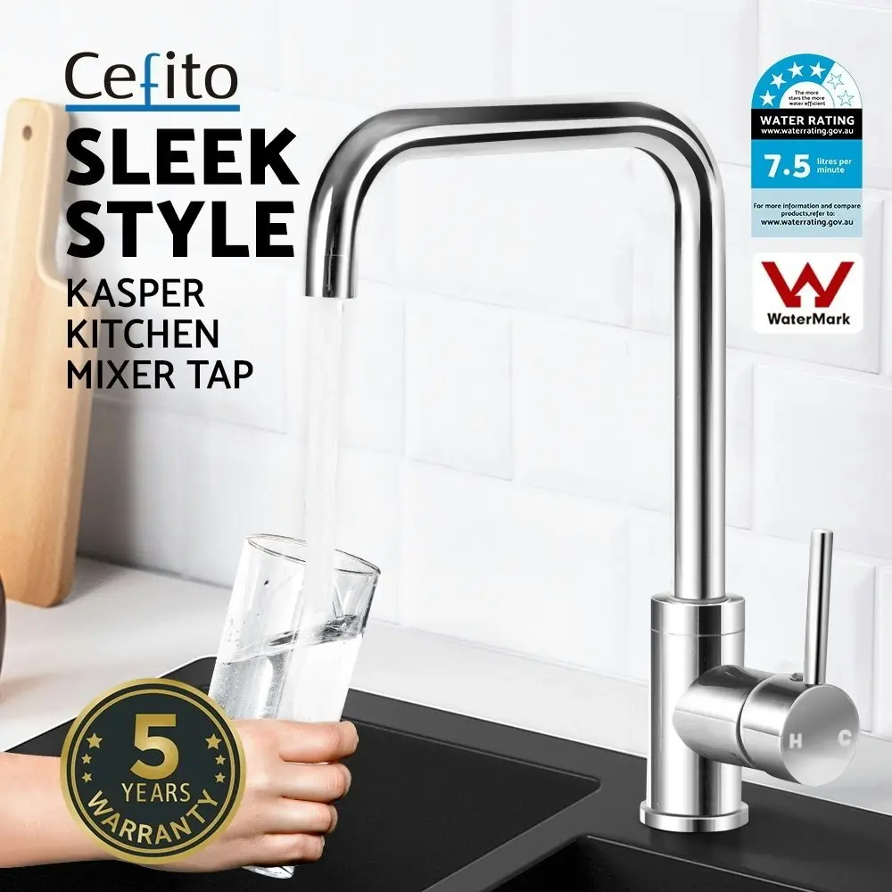 Cefito Kitchen Mixer Tap Mixer Rectangle Sink Faucet Basin Laundry Chrome