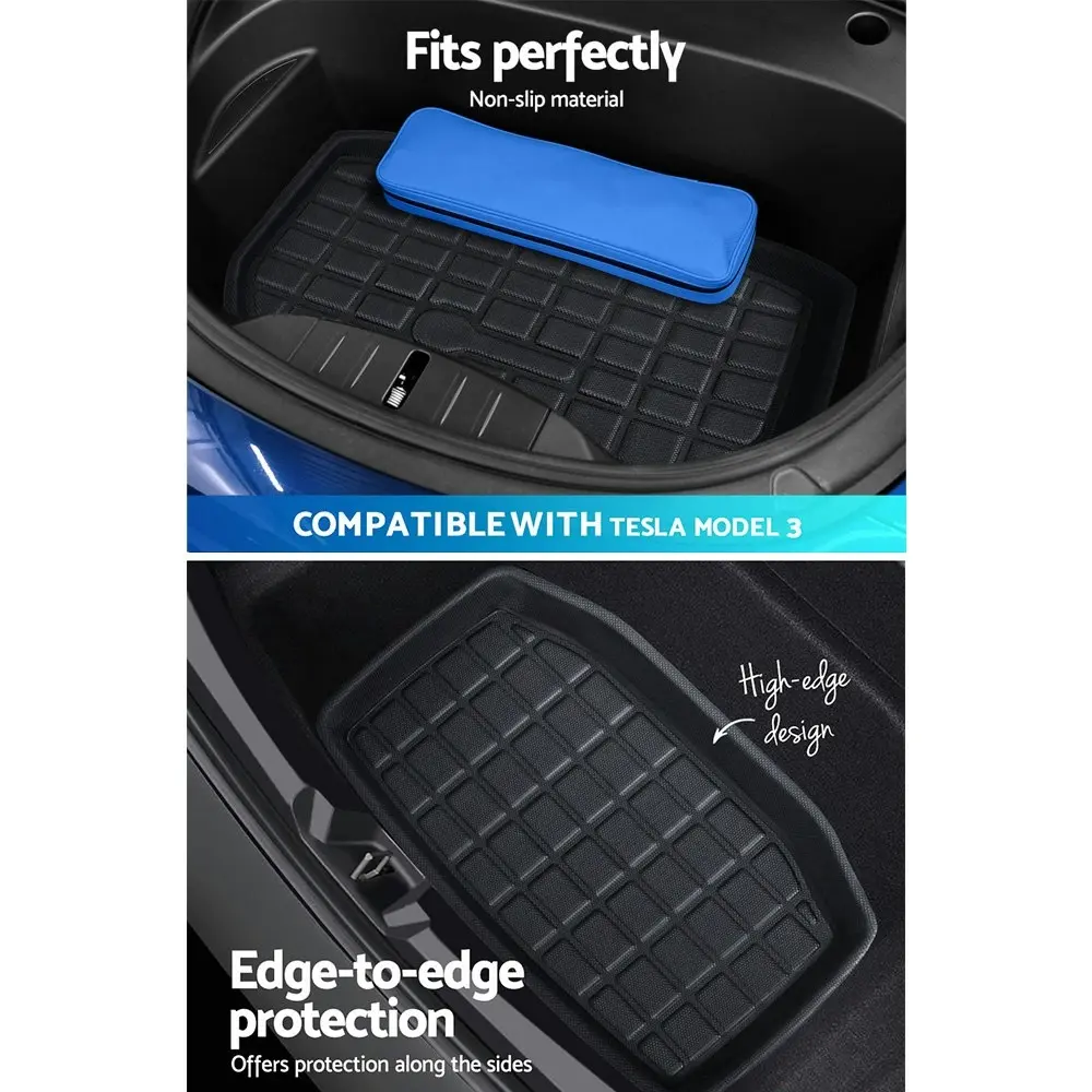 Weisshorn Car Rubber Floor Mats Compatible for Tesla Model 3 Trunk Toolbox Cargo