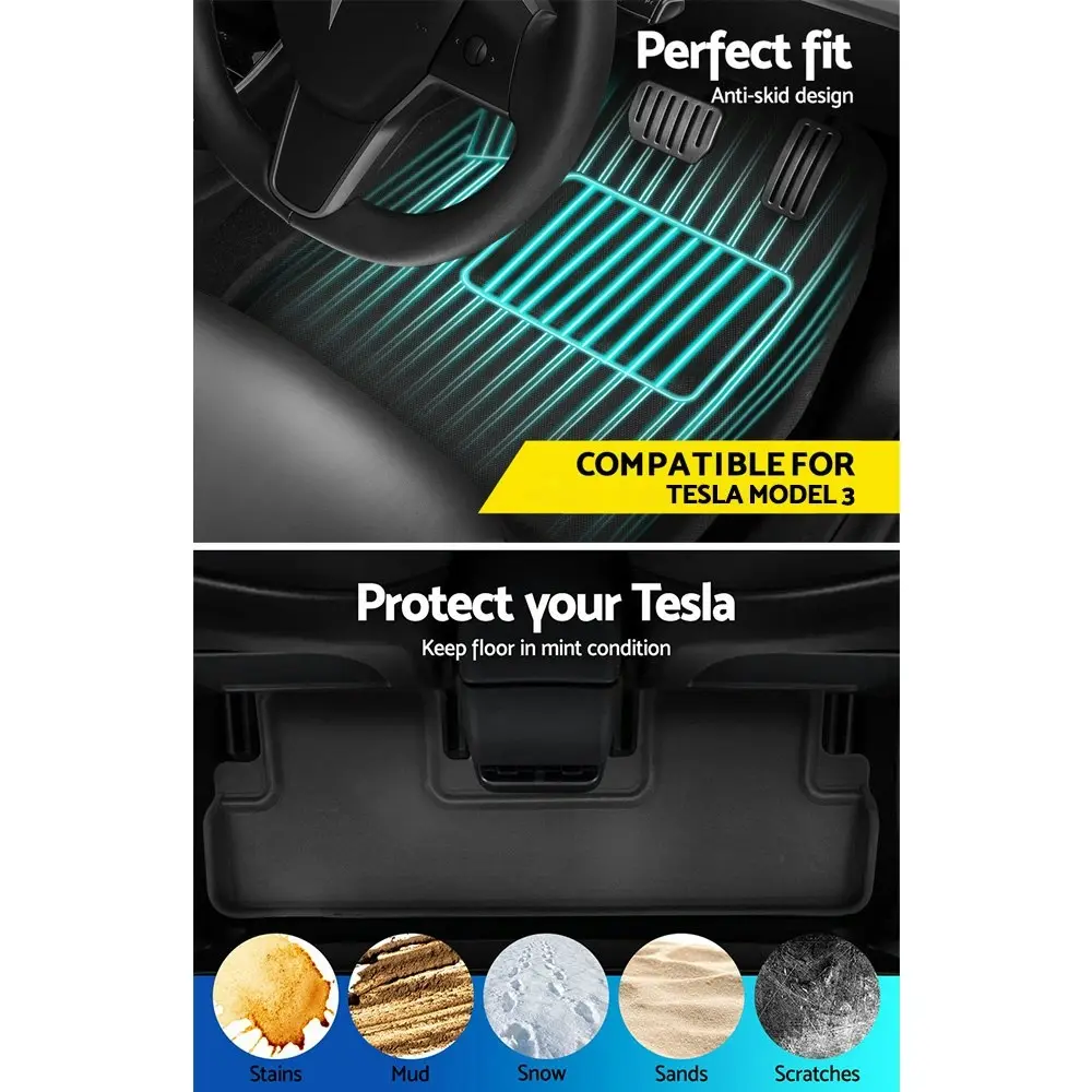 Weisshorn Car Rubber Floor Mats Compatible for Tesla Model 3 Trunk Toolbox Cargo