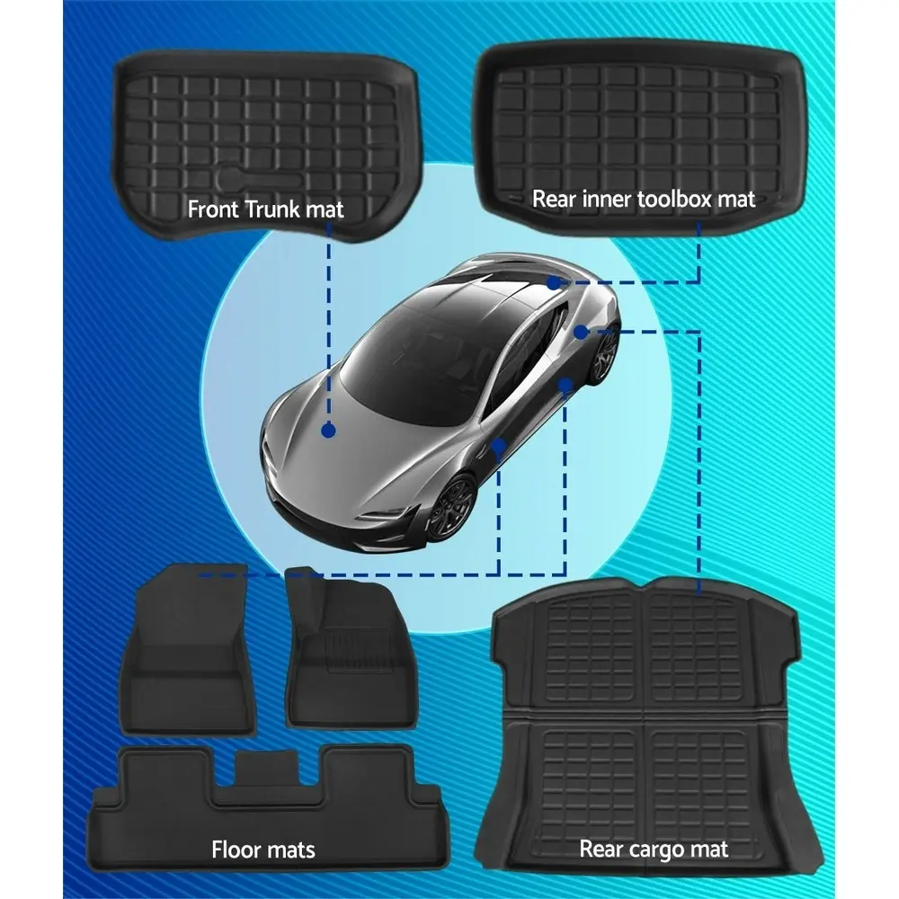 Weisshorn Car Rubber Floor Mats Compatible for Tesla Model 3 Trunk Toolbox Cargo