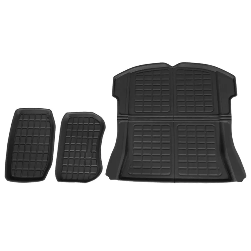 3PCS Car Rear Front Cargo Trunk Toolbox Rubber Mats Compatible for Tesla Model 3