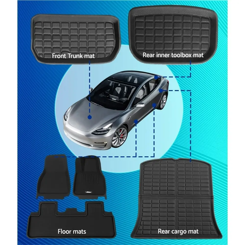 Weisshorn Car Rubber Floor Mats Compatible for Tesla Model Y Trunk Toolbox Cargo