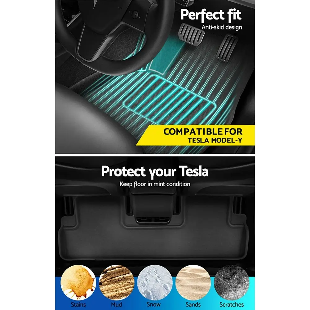 Weisshorn Car Rubber Floor Mats Compatible for Tesla Model Y Trunk Toolbox Cargo