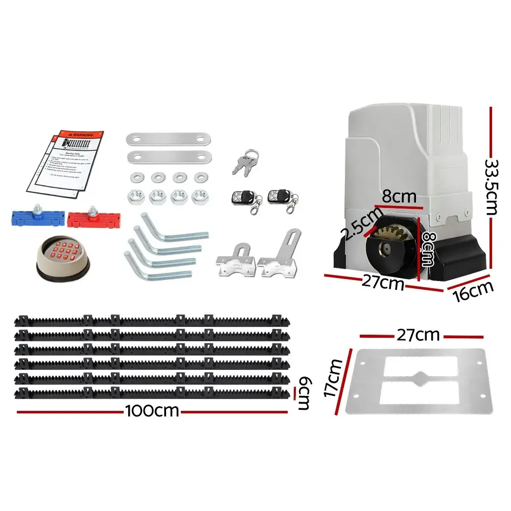 LockMaster Automatic Sliding Gate Opener Kit Keypad 6M 1800KG