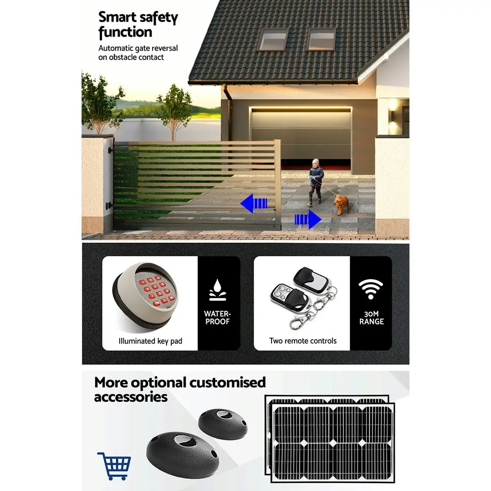 LockMaster Automatic Sliding Gate Opener Kit Keypad 6M 1800KG