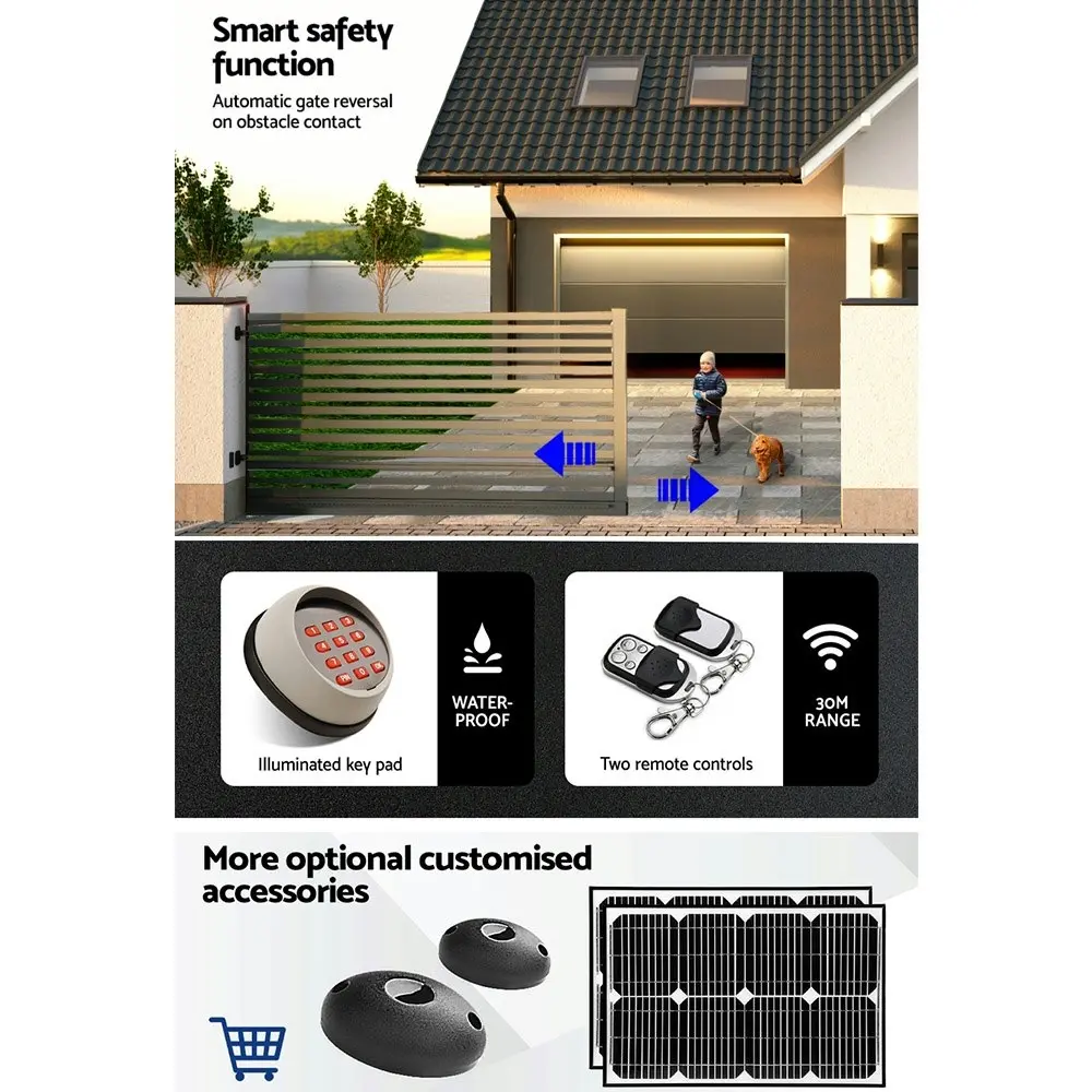 LockMaster Automatic Sliding Gate Opener Kit Keypad 4M 1000KG