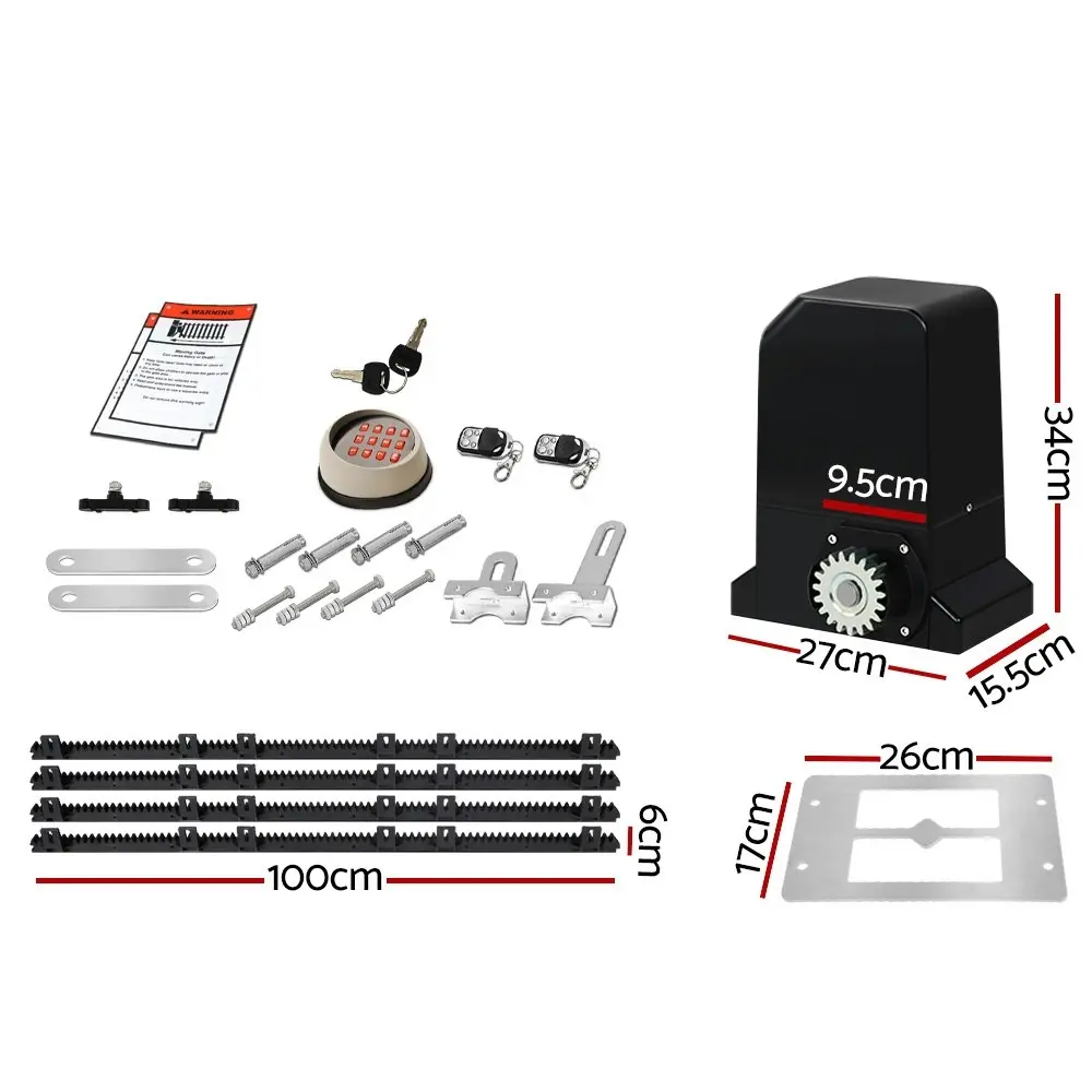 LockMaster Automatic Sliding Gate Opener Kit Keypad 4M 1000KG