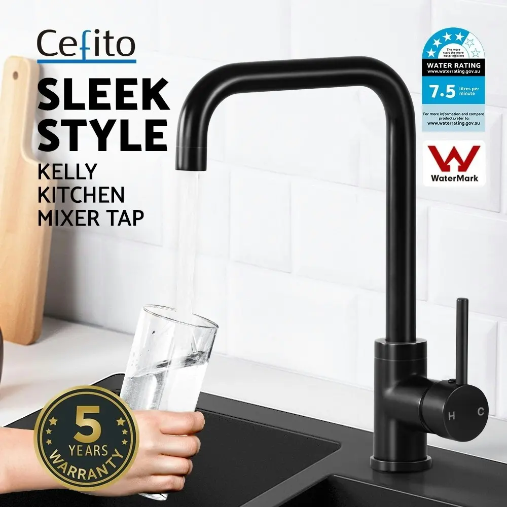 Cefito Kitchen Mixer Tap Mixer Rectangle Sink Faucet Basin Laundry Black