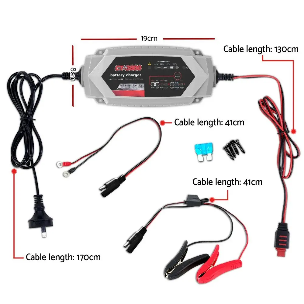 12V Automatic Car Battery Charger 6V 3.5Amp Vehicle Truck Chargers AGM