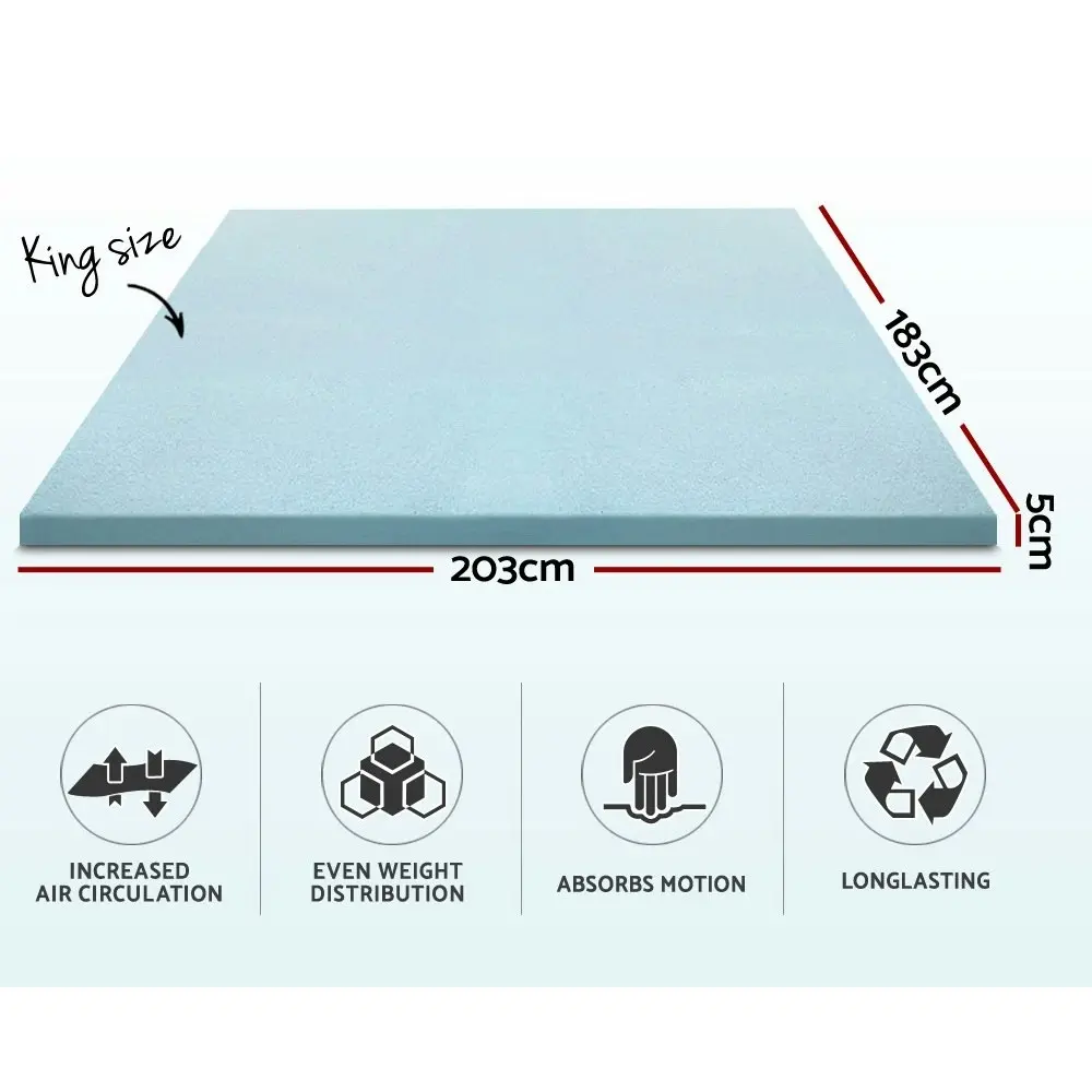 Giselle Bedding Memory Foam Mattress Topper Cool Gel 5cm King