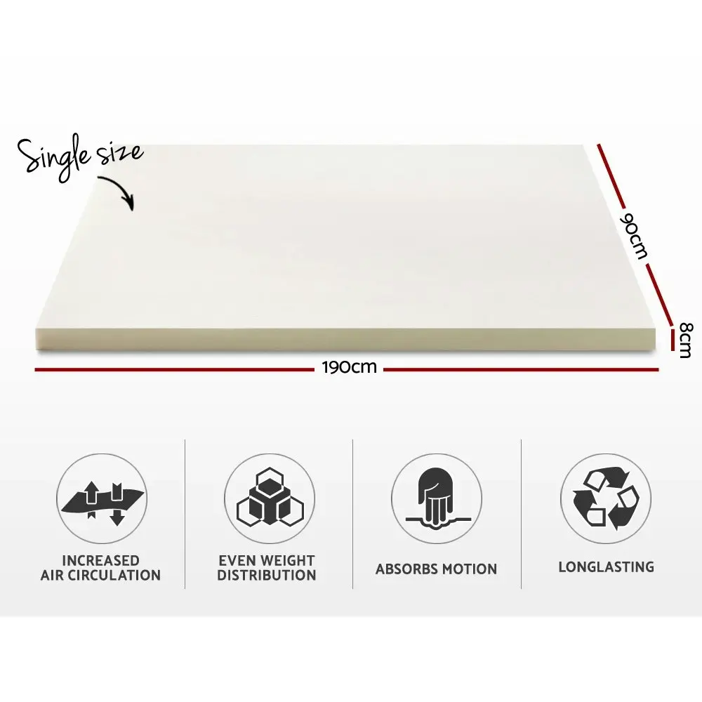 Giselle Bedding Memory Foam Mattress Topper 8cm Single