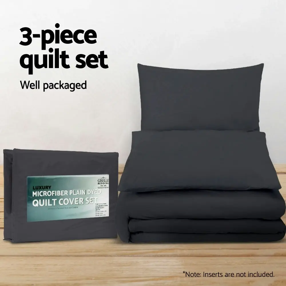 Giselle Bedding Quilt Cover Set Classic Black Super King