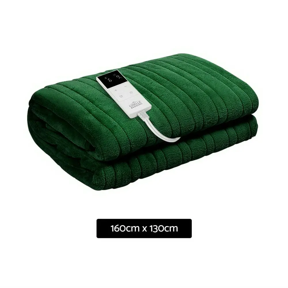 Giselle Electric Throw Rug Heated Blanket Fleece Green