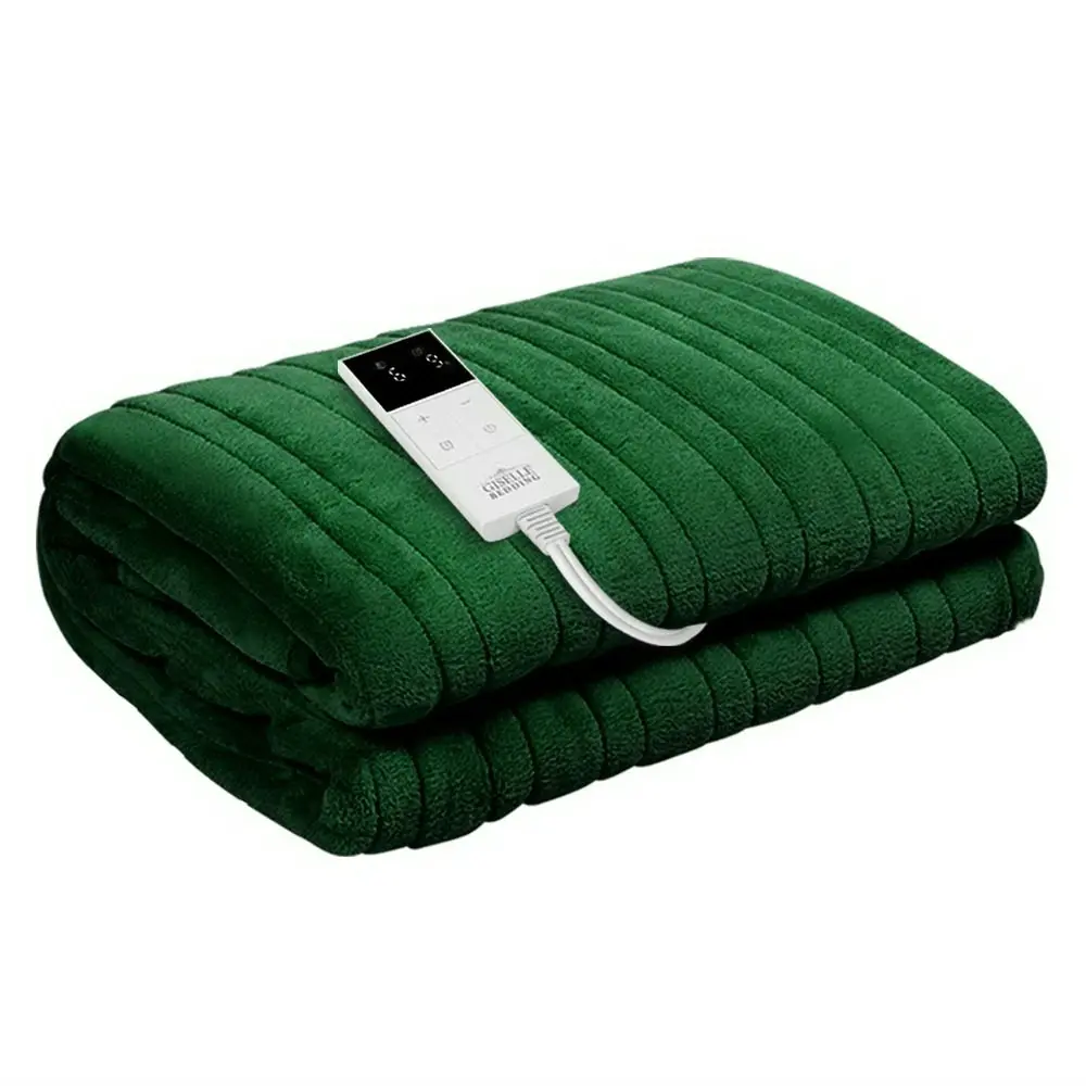 Giselle Electric Throw Rug Heated Blanket Fleece Green