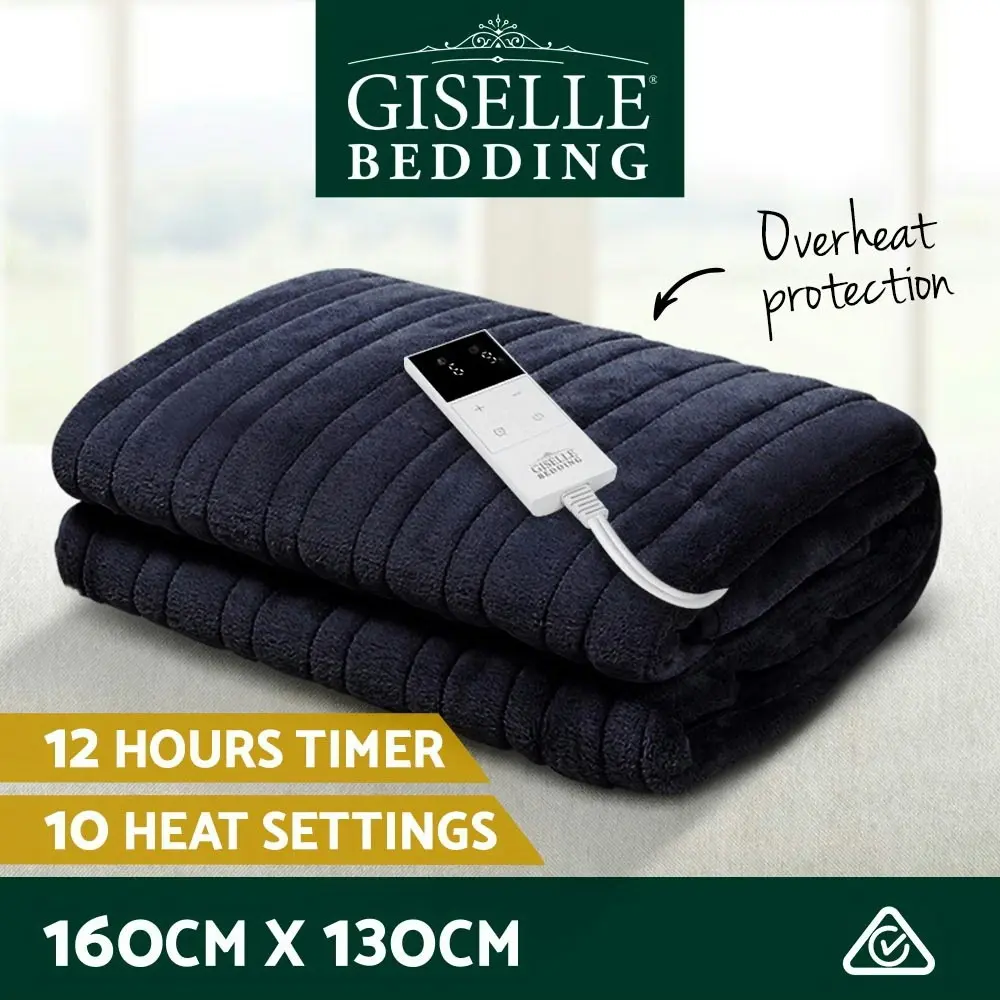 Giselle Electric Throw Rug Heated Blanket - Charcoal