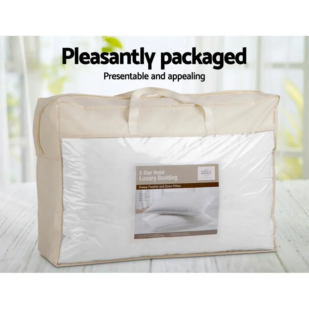 Giselle Bedding Goose Feather Down Pillow Twin Pack