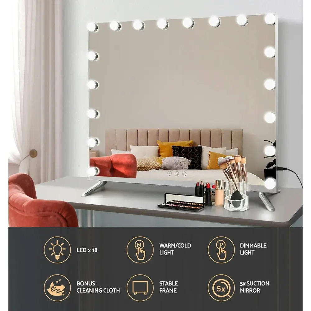 Embellir Makeup Mirror 80x65cm Hollywood Vanity with LED Light Tabletop Wall