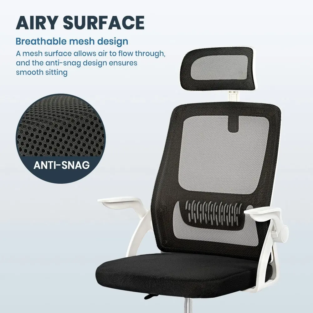 Furb Office Chair Computer Mesh Executive Chairs Work Study Seating Headrest White Black