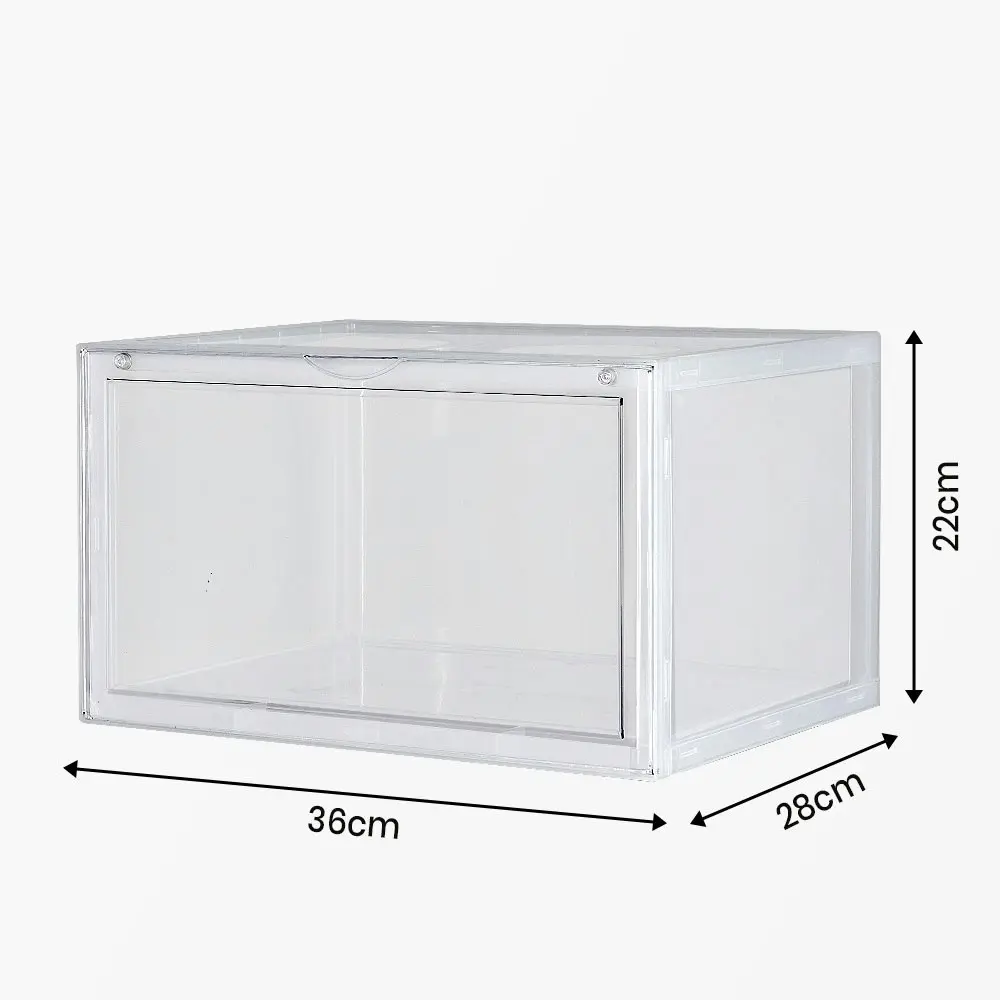 Furb 6PCS Shoe Display Box Plastic Container Stackable Boxes Storage Case Shoe Sneaker Bins Smoke