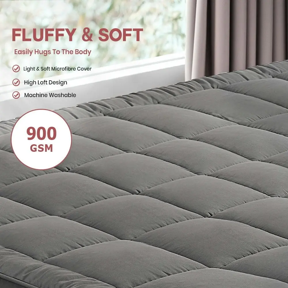 Mona Bedding Pillowtop Mattress Topper 2Layer Microfibre Protector Bed Mat Pad Cover Underlay King