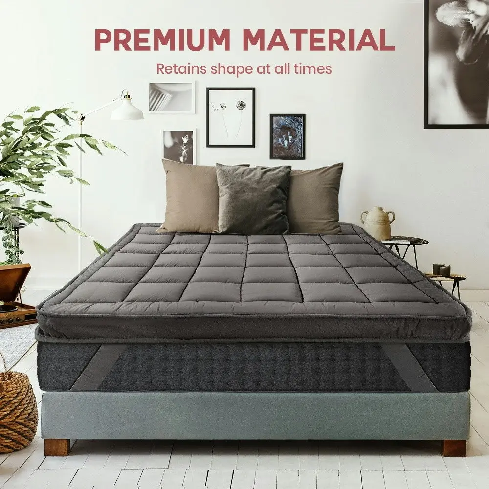 Mona Bedding Pillowtop Mattress Topper 2Layer Microfibre Protector Bed Mat Pad Cover Underlay King