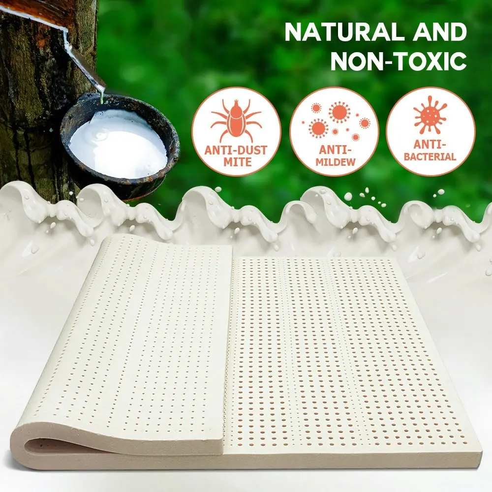 Mona Bedding Pure Natural Latex Mattress Topper 7.5cm Double 7 Zone Underlay Protector D Bed Pad