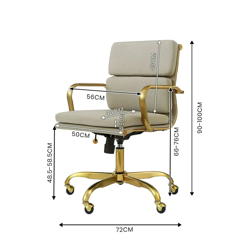 Furb Office Chair Executive Mid-Back Fabric Seat Beige