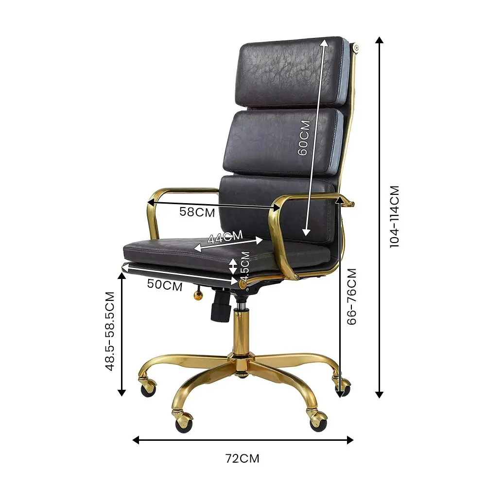 Furb Office Chair Executive High-Back PU Leather Seat Dark Grey