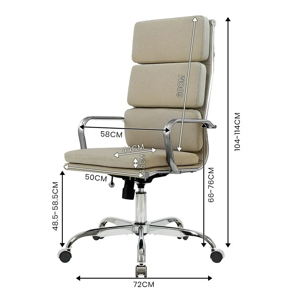 Furb Office Chair Executive High-Back Fabric Seat Beige