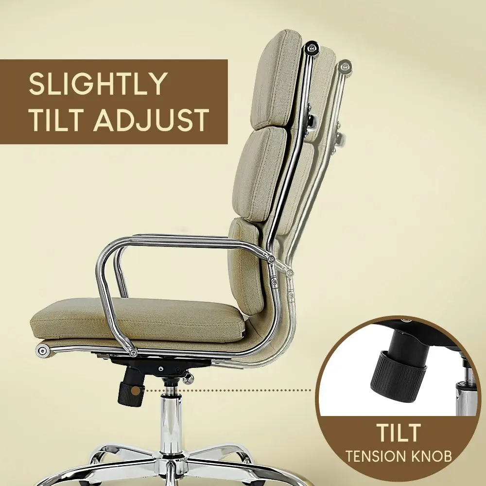 Furb Office Chair Executive High-Back Fabric Seat Beige