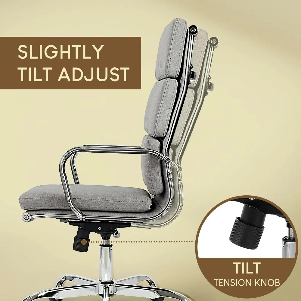 Furb Office Chair Executive High-Back Fabric Seat Light Grey