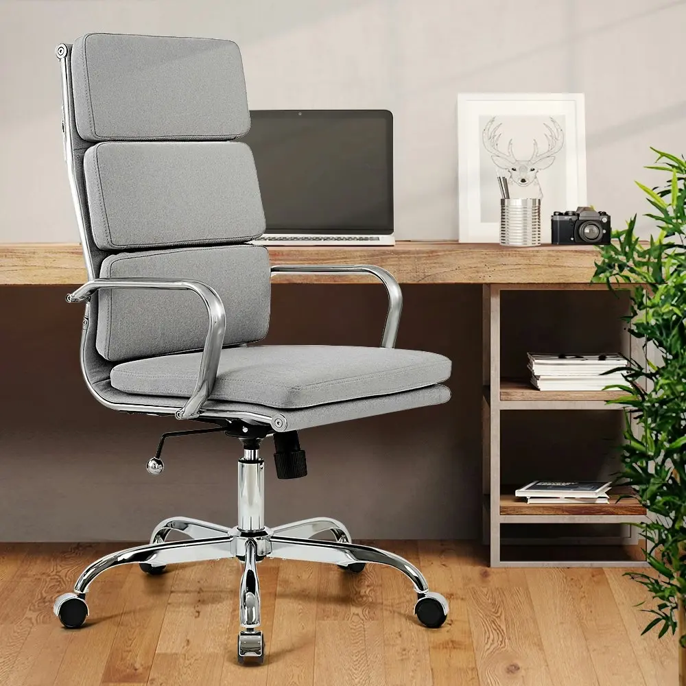 Furb Office Chair Executive High-Back Fabric Seat Light Grey