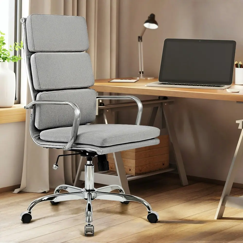 Furb Office Chair Executive High-Back Fabric Seat Light Grey