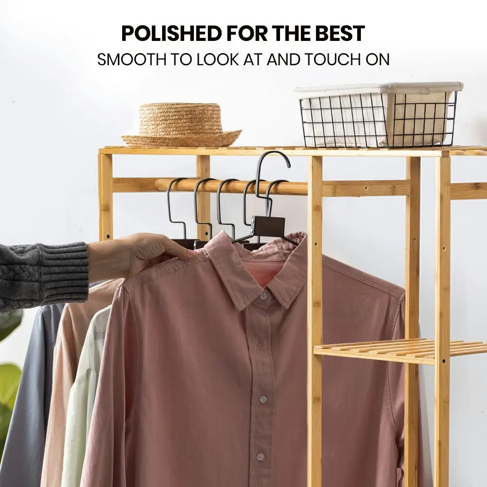 Furb Open Wardrobe Clothes Rail Rack Hanging Garment Bamboo Organizer Coat Shelf Stand Shoes Storage