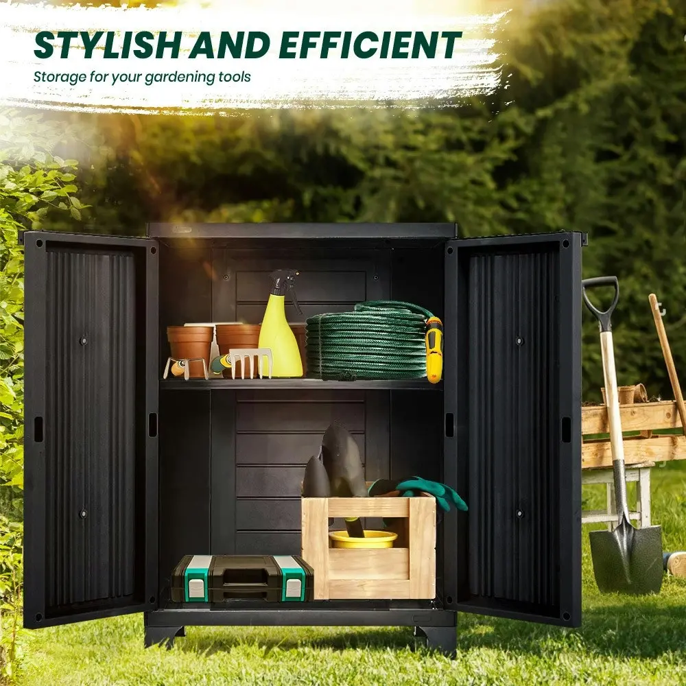 Groverdi Outdoor Storage Cabinet Box Backyard Patio Sheds Lockable Garage Adjustable Tools Organiser