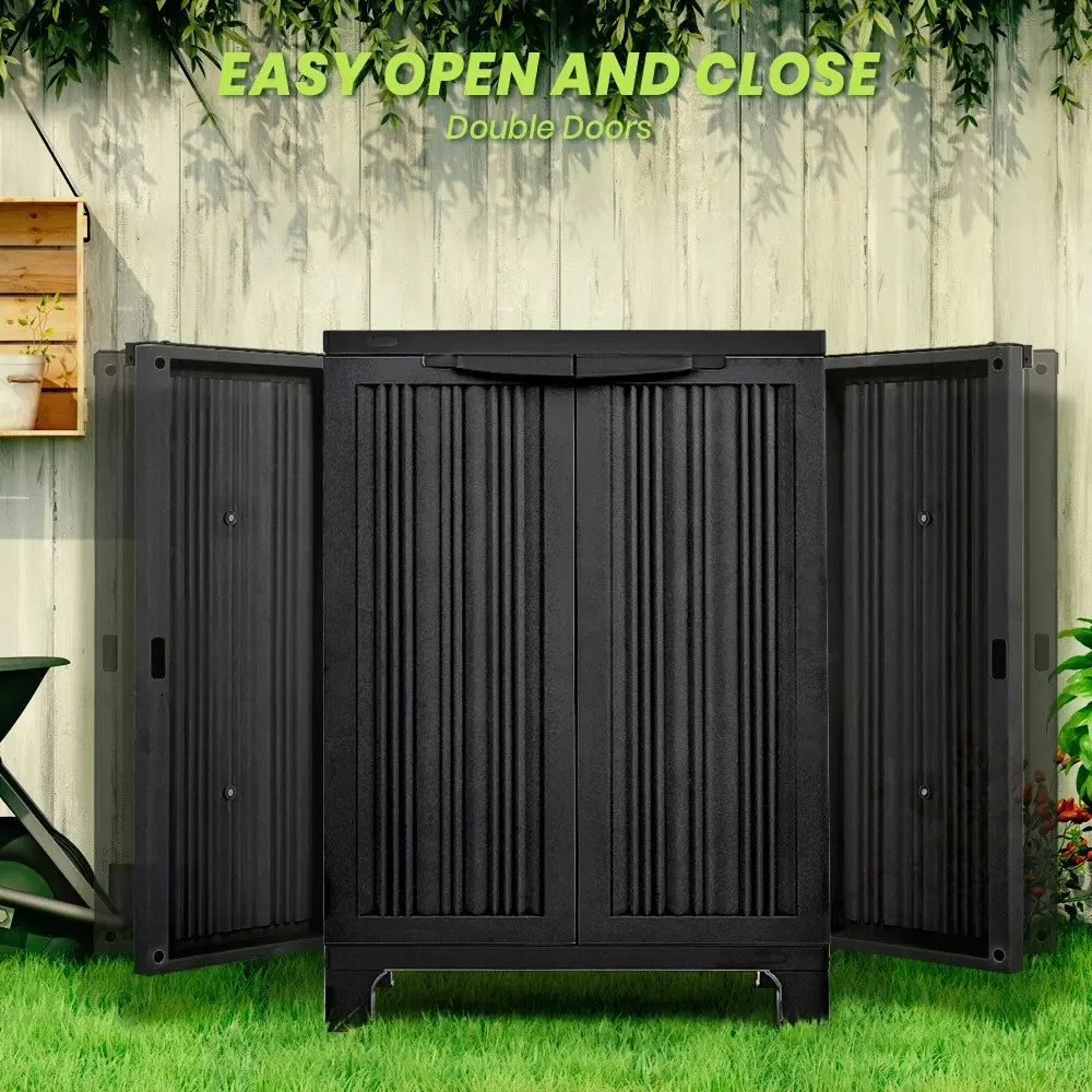 Groverdi Outdoor Storage Cabinet Box Backyard Patio Sheds Lockable Garage Adjustable Tools Organiser