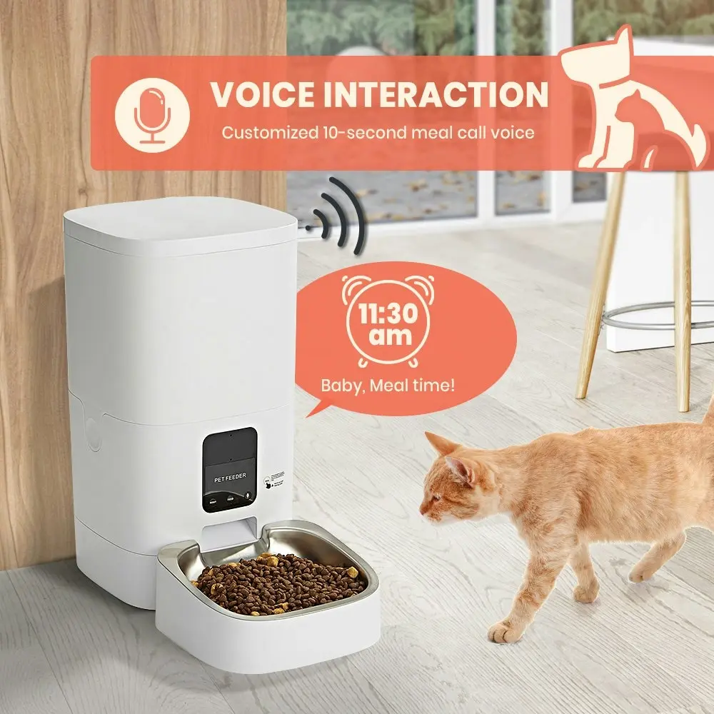 Taily 6L Auto Cat Feeder Automatic Pet Dog Food Dispenser Smart Wifi 10S Voice W/ App Remote Control