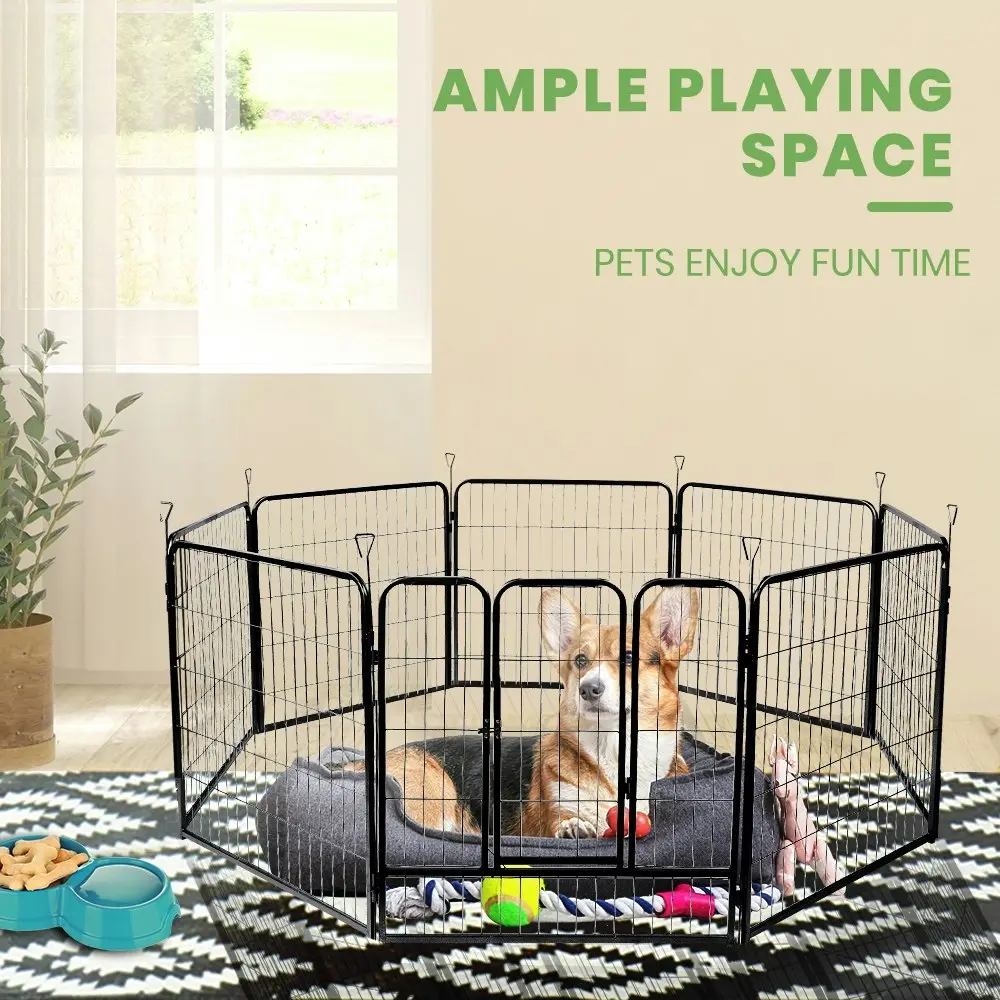 Taily 32" 8 Panel Pet Playpen Foldable Heavy Duty Dog Fence Exercise Play Pen Rabbit Puppy Enclosure