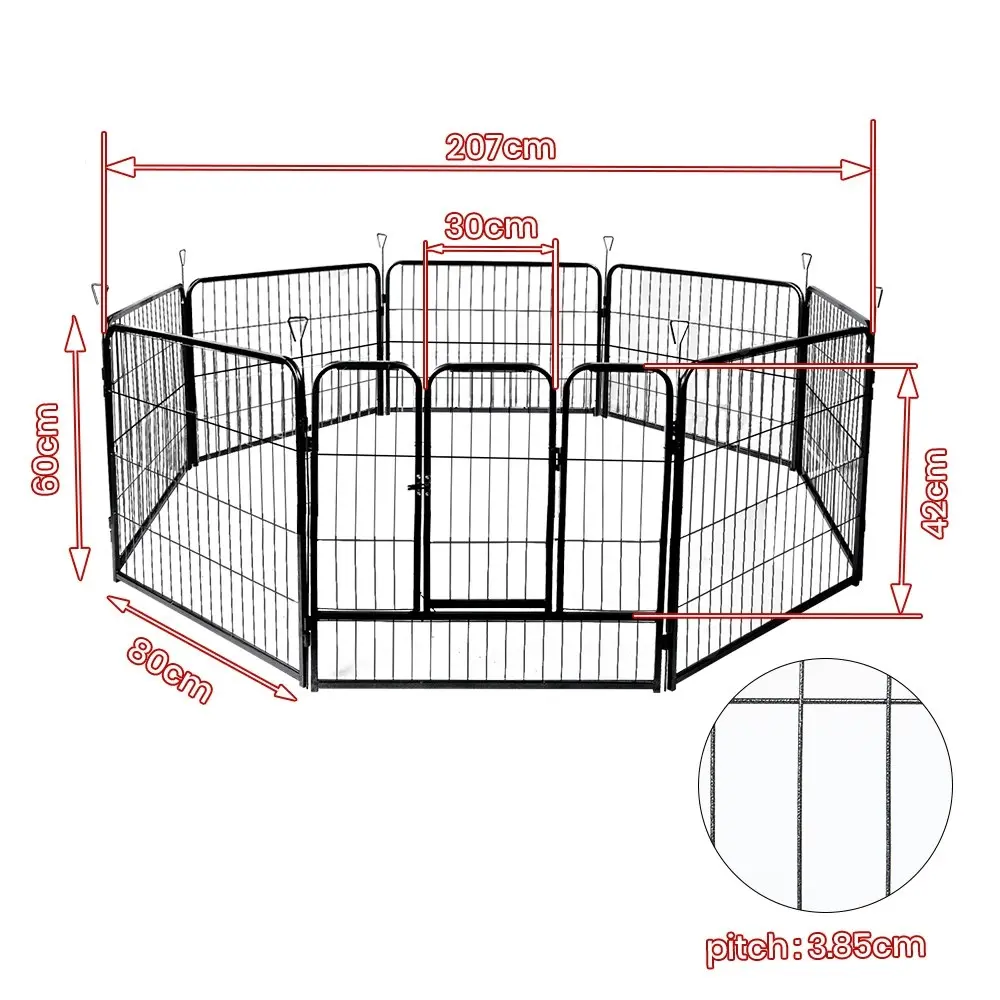 Taily 24" 8 Panel Pet Playpen Foldable Heavy Duty Dog Fence Exercise Play Pen Rabbit Puppy Enclosure