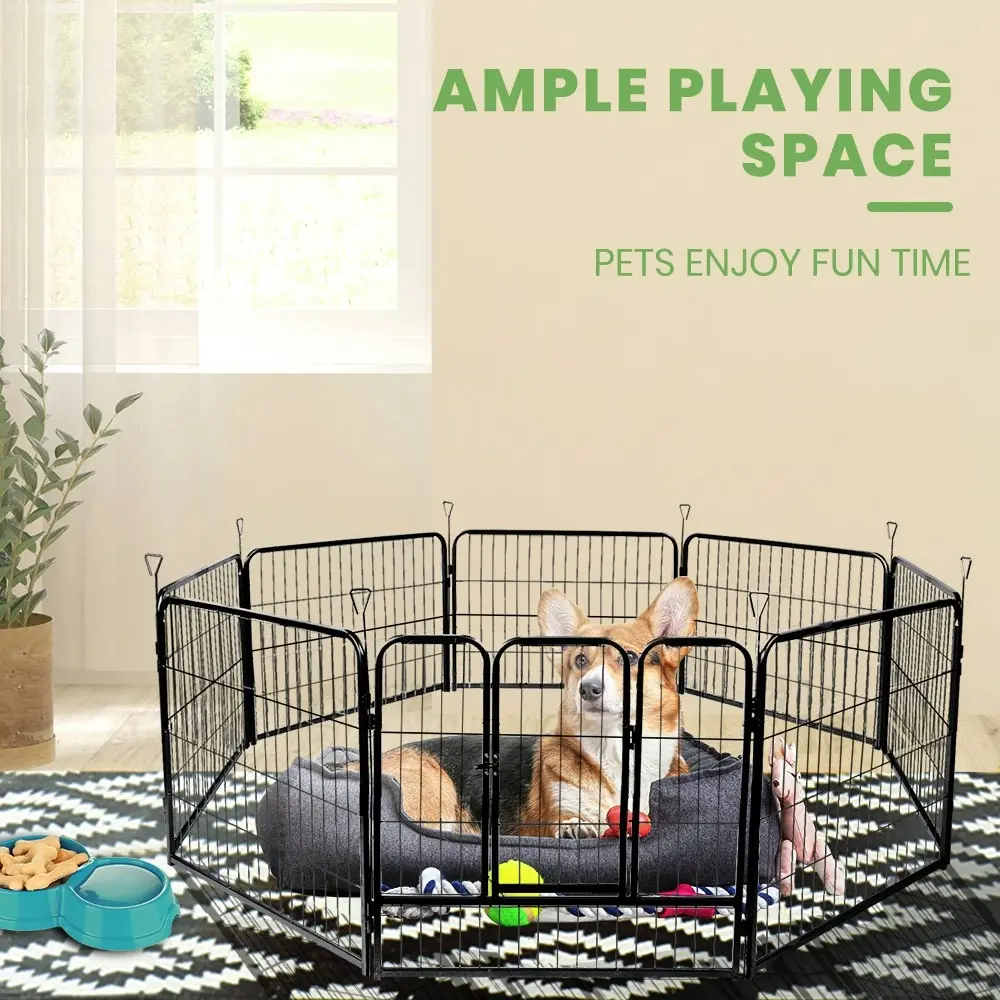 Taily 24" 8 Panel Pet Playpen Foldable Heavy Duty Dog Fence Exercise Play Pen Rabbit Puppy Enclosure